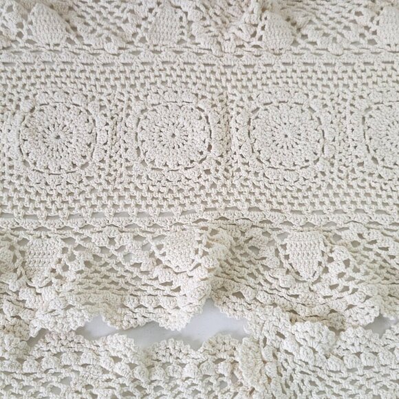 Vintage Crocheted Table Runners Dresser Scarves (3) Ivory Floral Scallop 3 Sizes - Picture 4 of 5